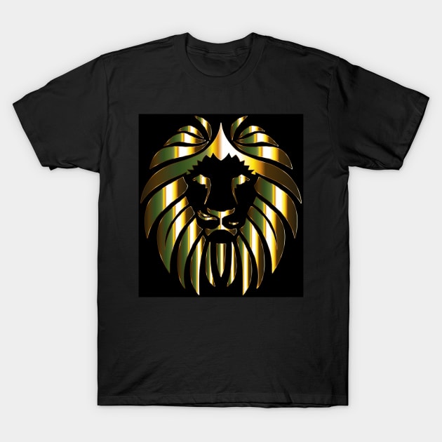 Golden Lion On Black T-Shirt by designsbycreation